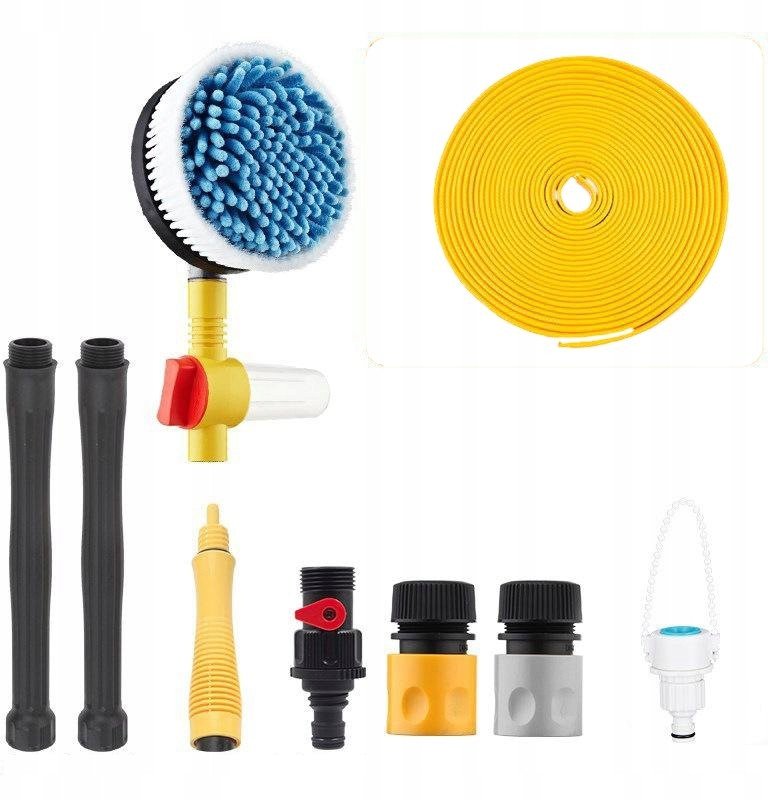 Myjka SZCZOTKA do MYCIA SAMOCHODU Auta OBROTOWA z DOZOWNIKIEM PŁYNU WĄŻ 5m