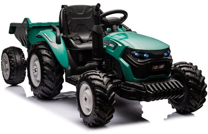 Traktor Na Akumulator HC-306 Z Przyczepą Ciemno Zielony 24V