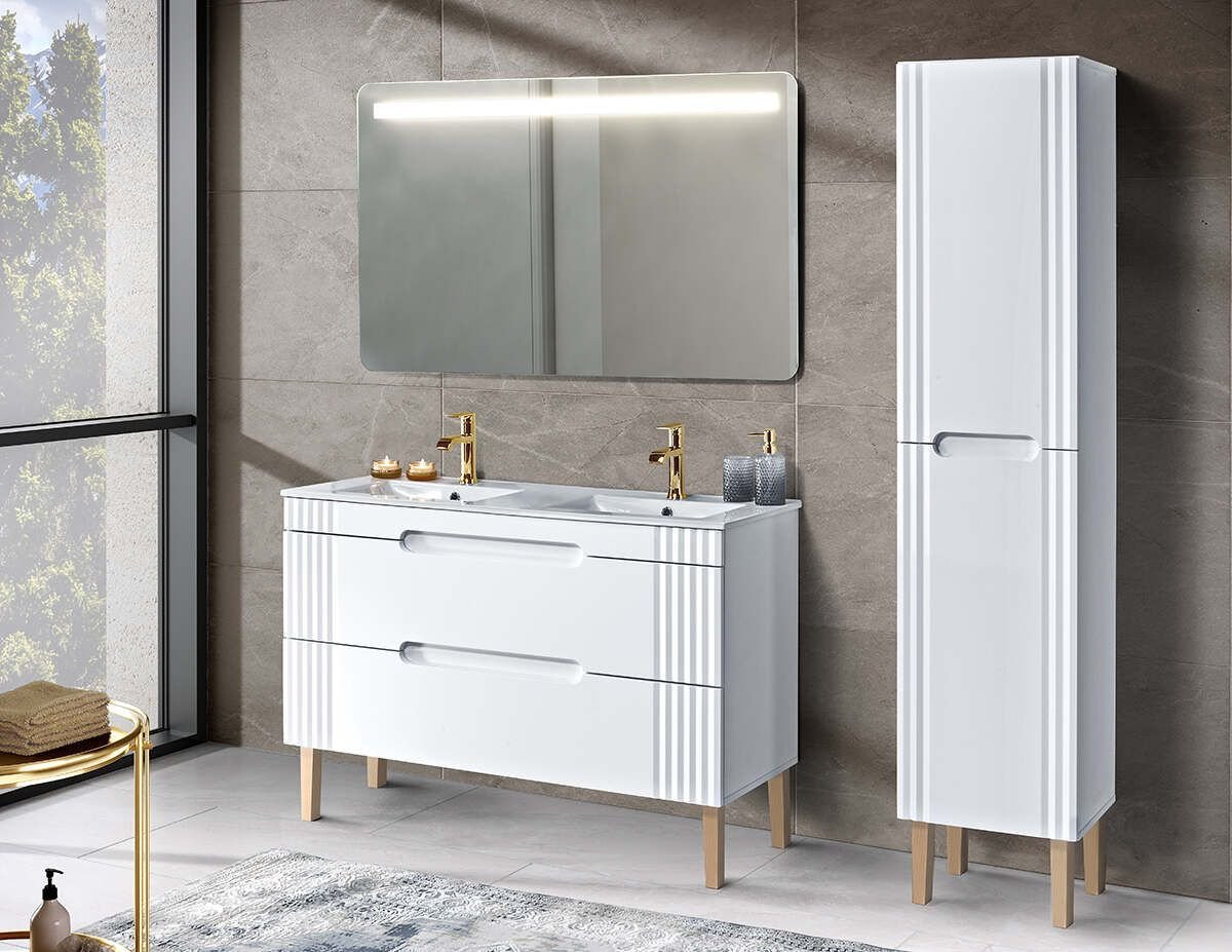 Comad Zestaw mebli do łazienki, 6 elementów, Fiji, biały, mat