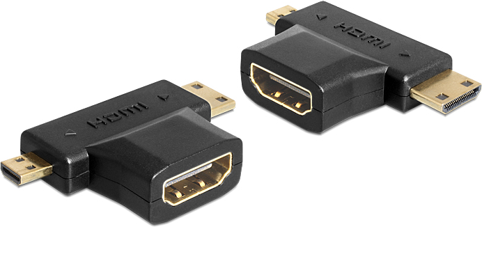 Adapter AV Delock HDMI Micro - HDMI Mini - HDMI czarny (65446)