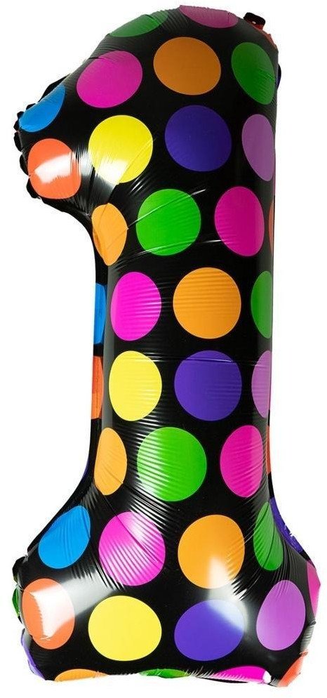 Balon foliowy cyferka 1 w kropki