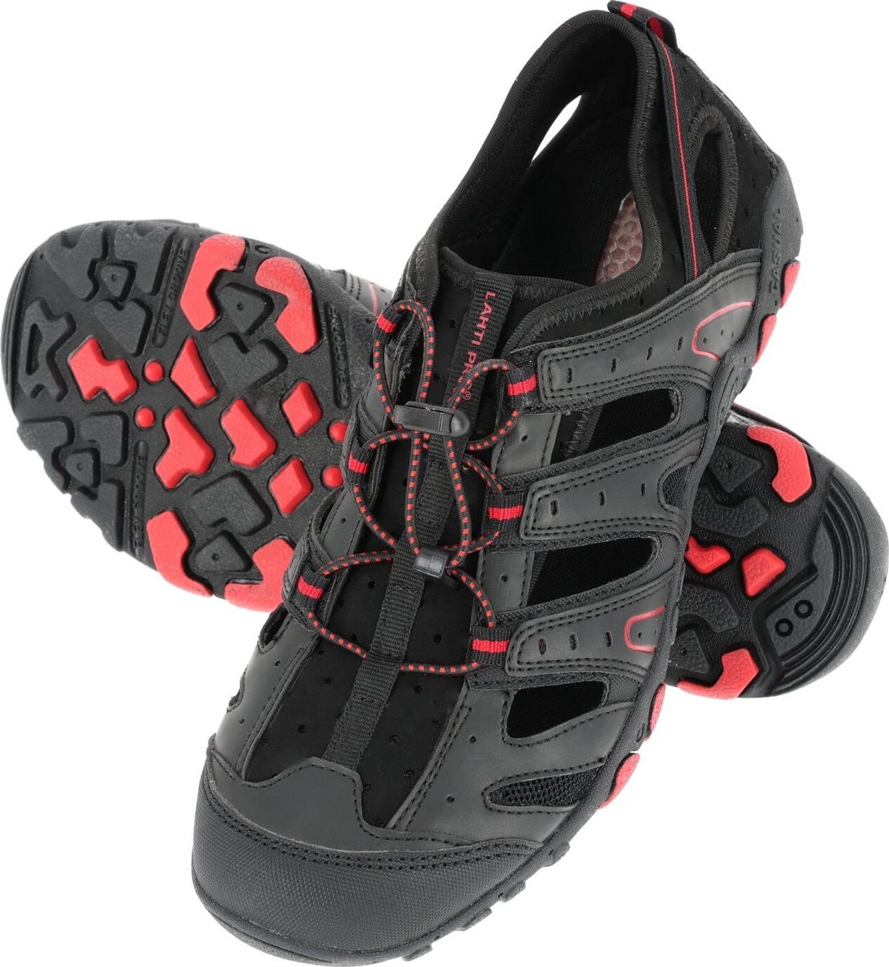 Lahti Pro SANDAŁY TREKKINGOWE PU/DZIANINA CZAR.-CZERW., "46",LAHTI