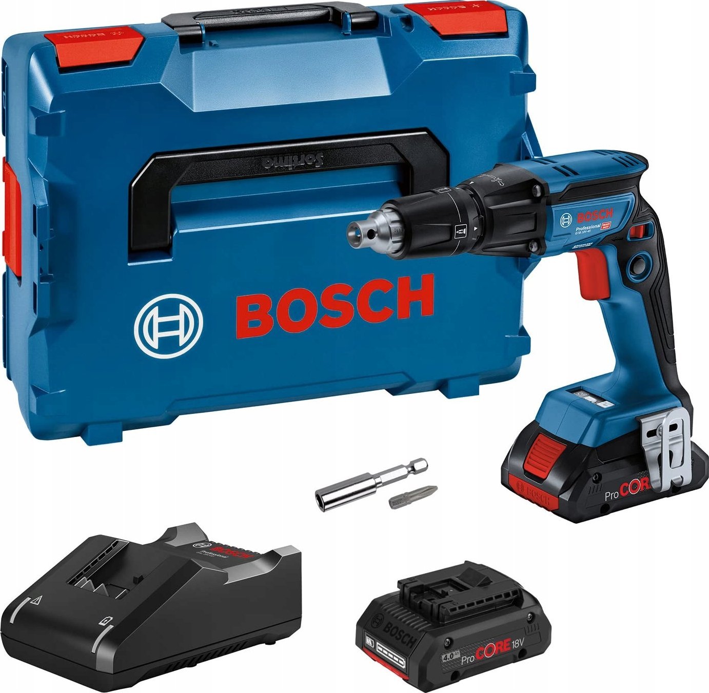 Bosch Bosch cordless drywall screwdriver GTB 18V-45 Professional (blue/black, 2x battery ProCORE18V 4.0Ah, in L-BOXX)