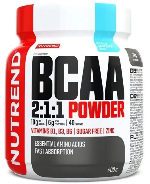 Nutrend - Aminokwasy, BCAA 2:1:1 Powder, Icy Blue Raspberry, Proszek 400g