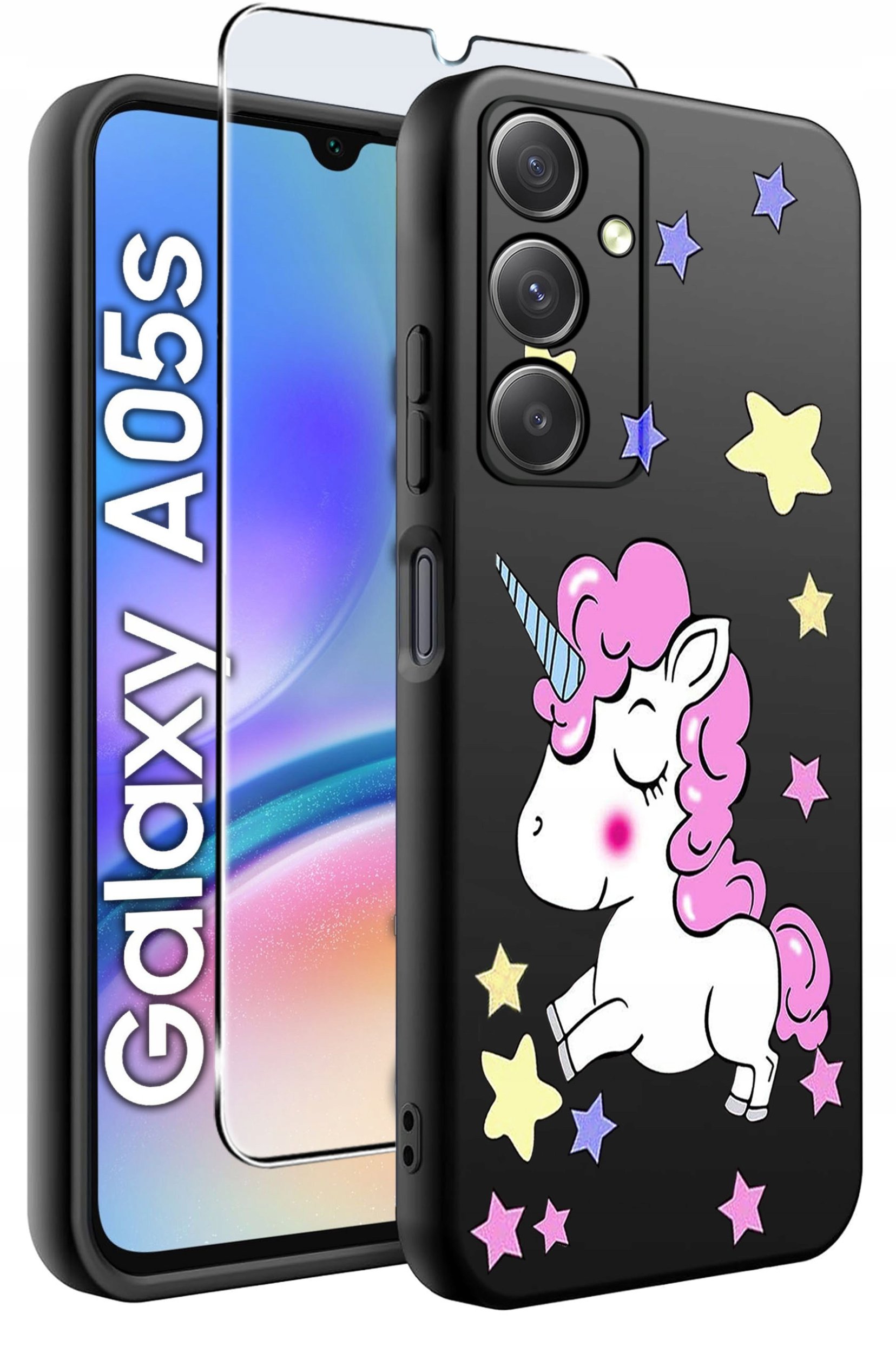 ETUI do Samsung A05s WZORY | SILIKONOWE MATT CASE + SZKŁO 9H