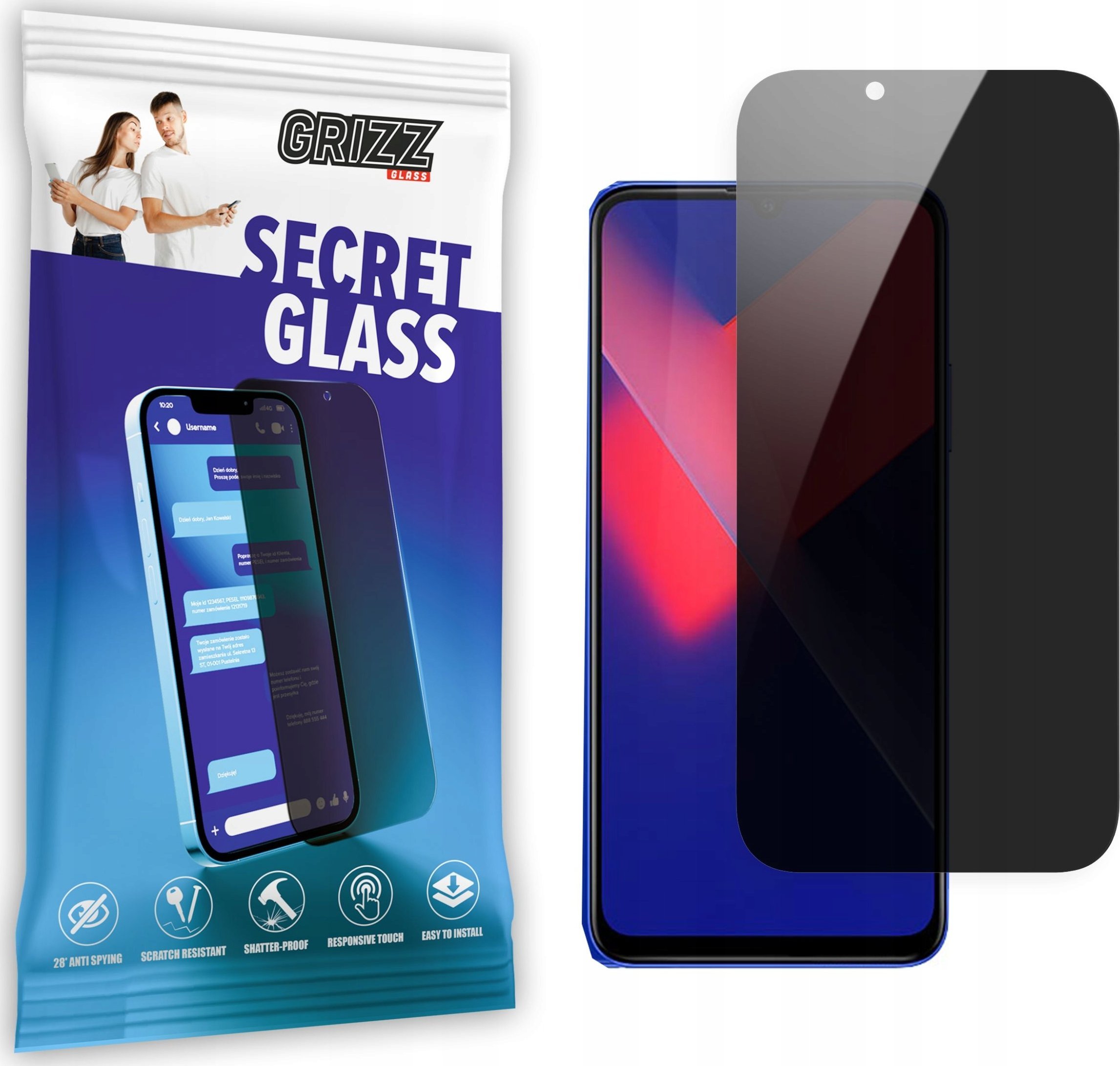GrizzGlass Szkło prywatyzujące GrizzGlass SecretGlass do Wiko 5G