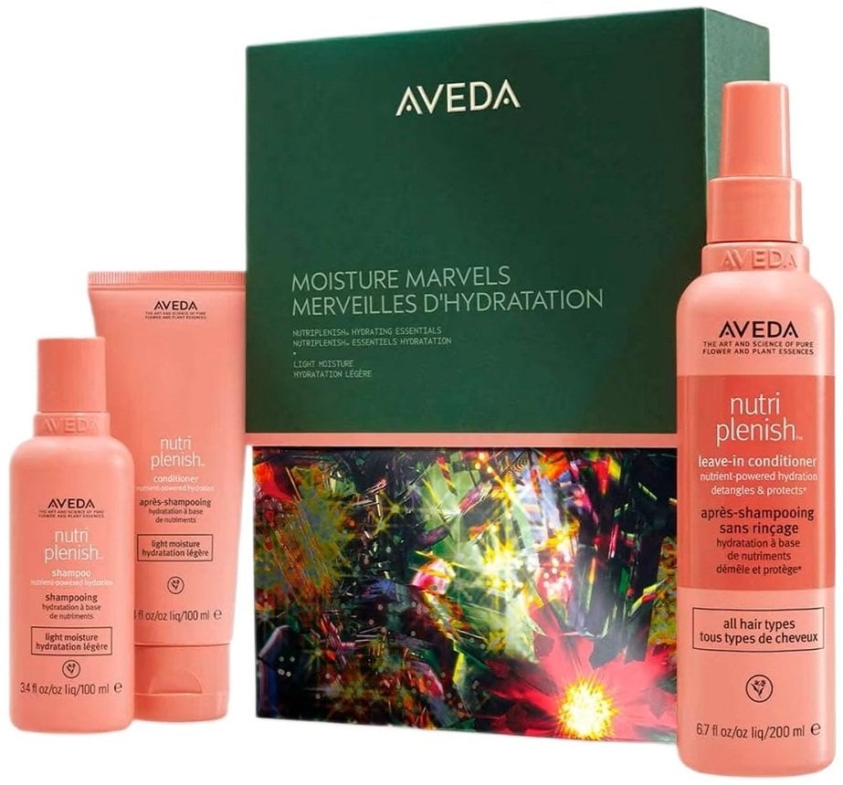 AVEDA_SET Moisture Marvels Nutriplenish szampon do włosów 100ml + odżywka do włosów 100ml + odżywka do włosów bez spłukiwania 200ml