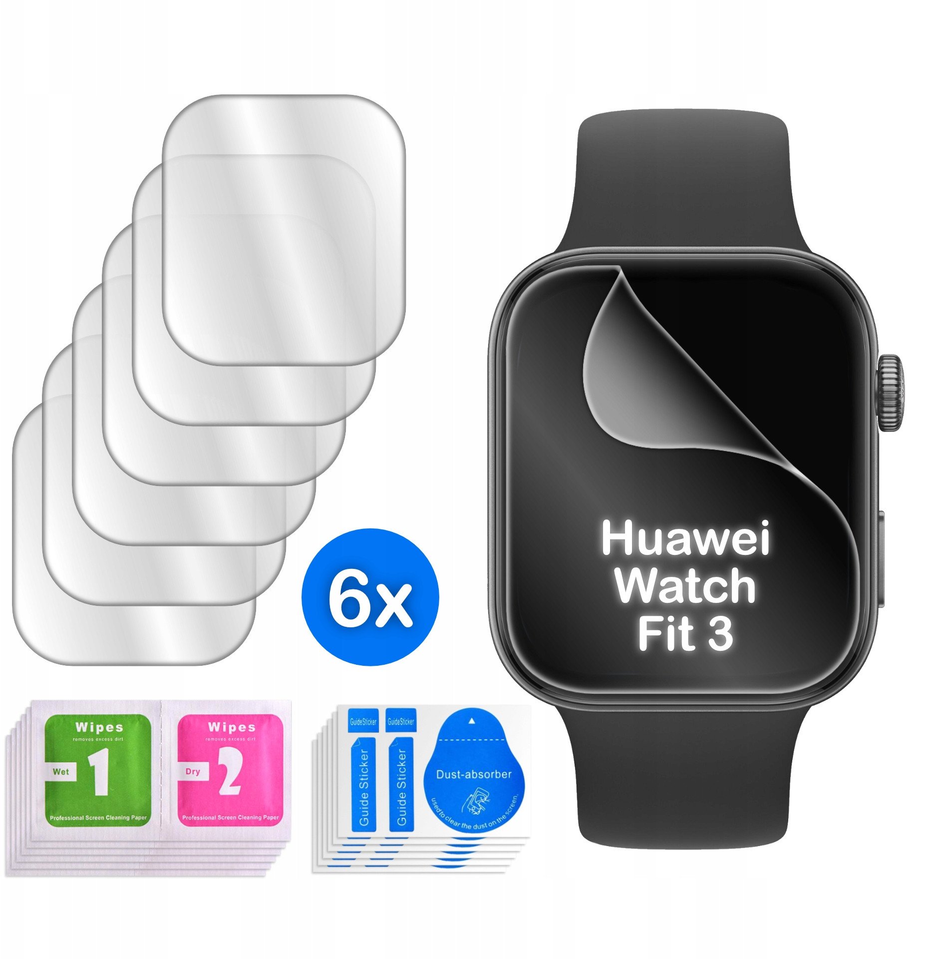krainaGSM FOLIA do Huawei Watch Fit 3 żelowa OCHRONNA na ekran 3D 6 sztuk