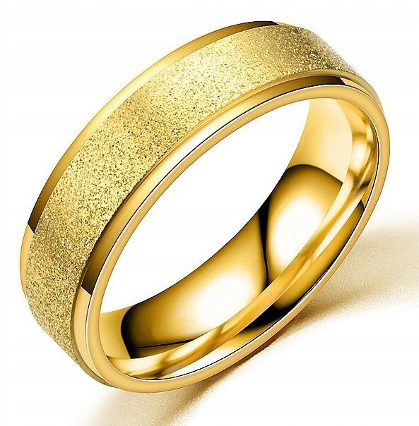 ZŁOTY PIERŚCIONEK OBRĄCZKA ŚLUBNA STAL 316L r.17