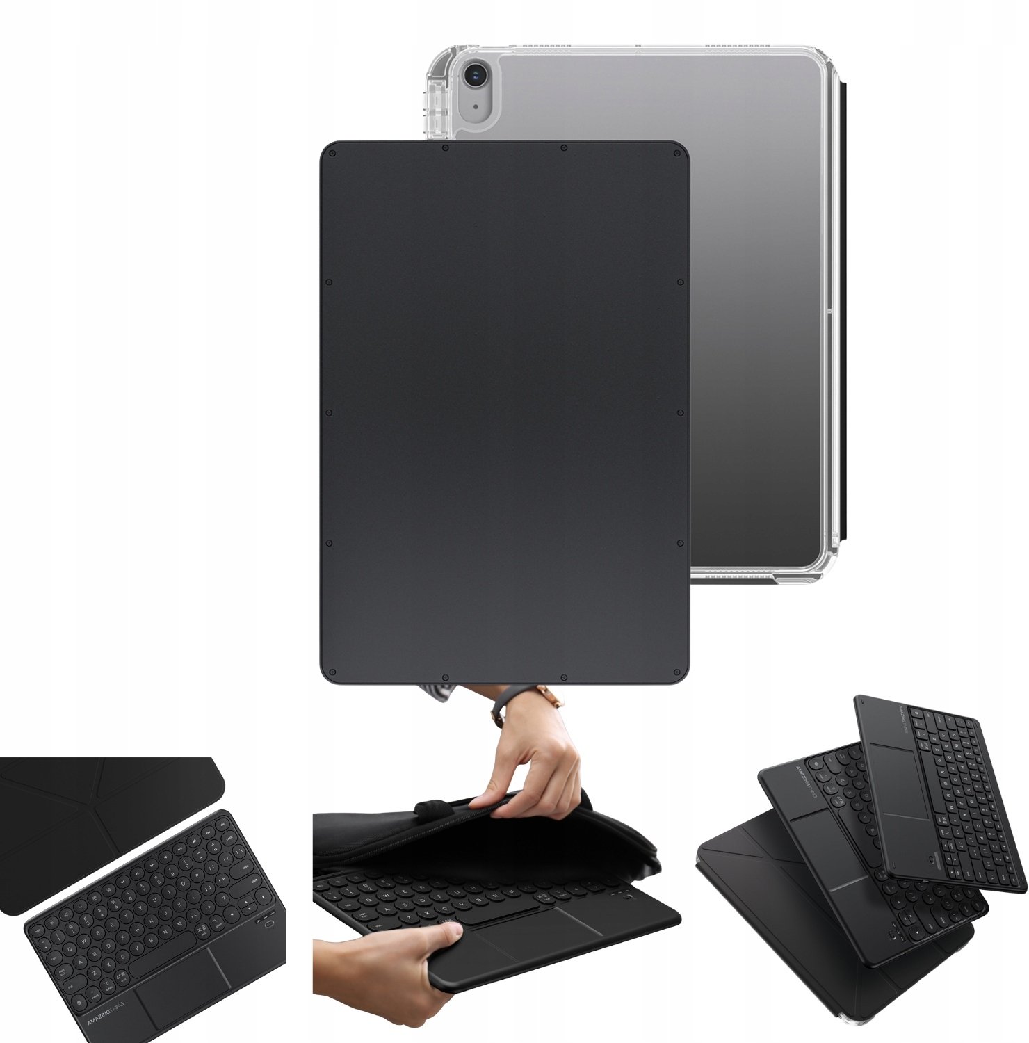 Etui z klawiaturą AMAZINGTHING Minimal Case Keylite Combo na iPad 11" 2025 - czarna