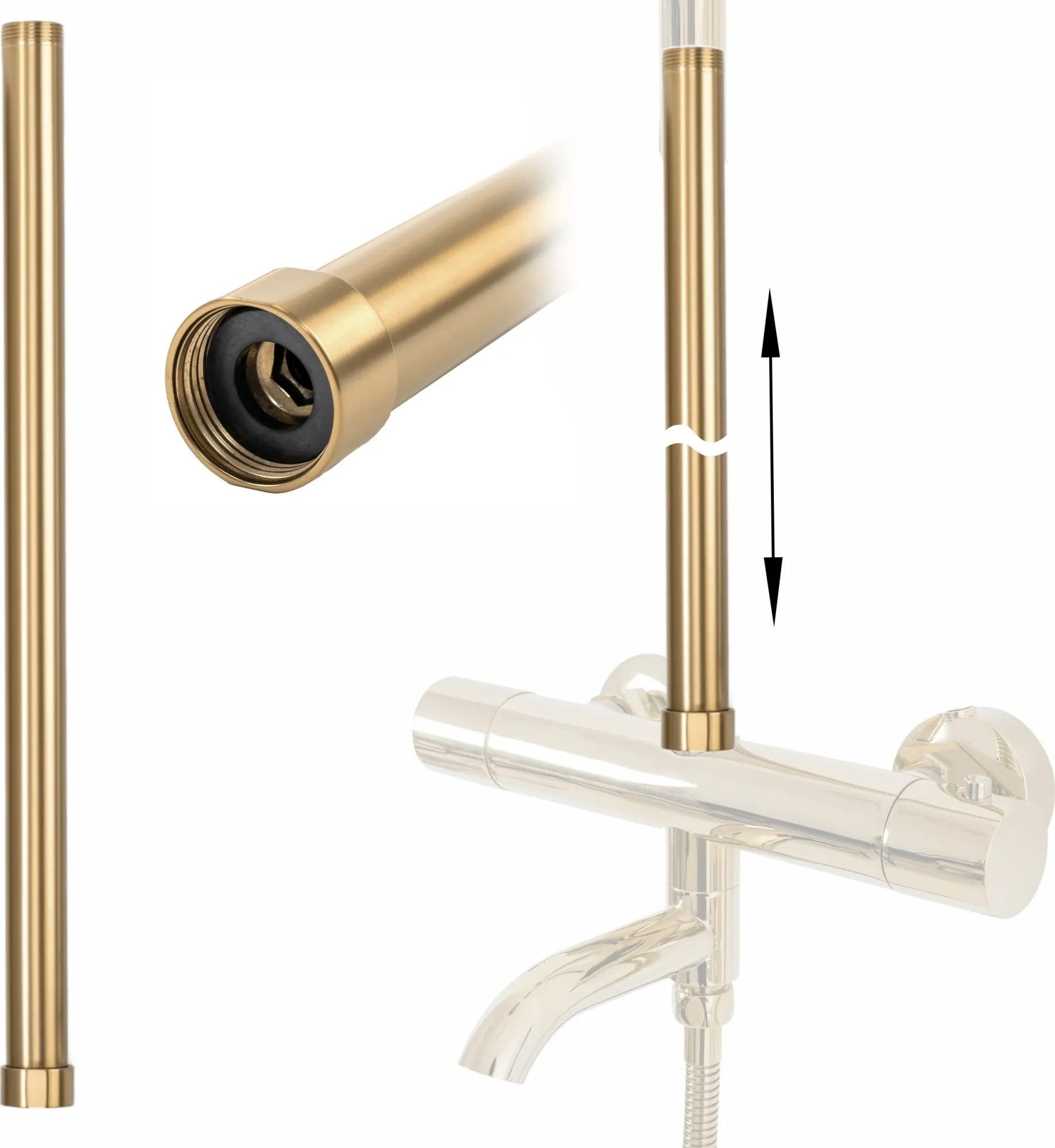 Rea Przedłużka do zestawu wannowo-prysznicowego ZŁOTY SZCZOTKOWANY 50cm