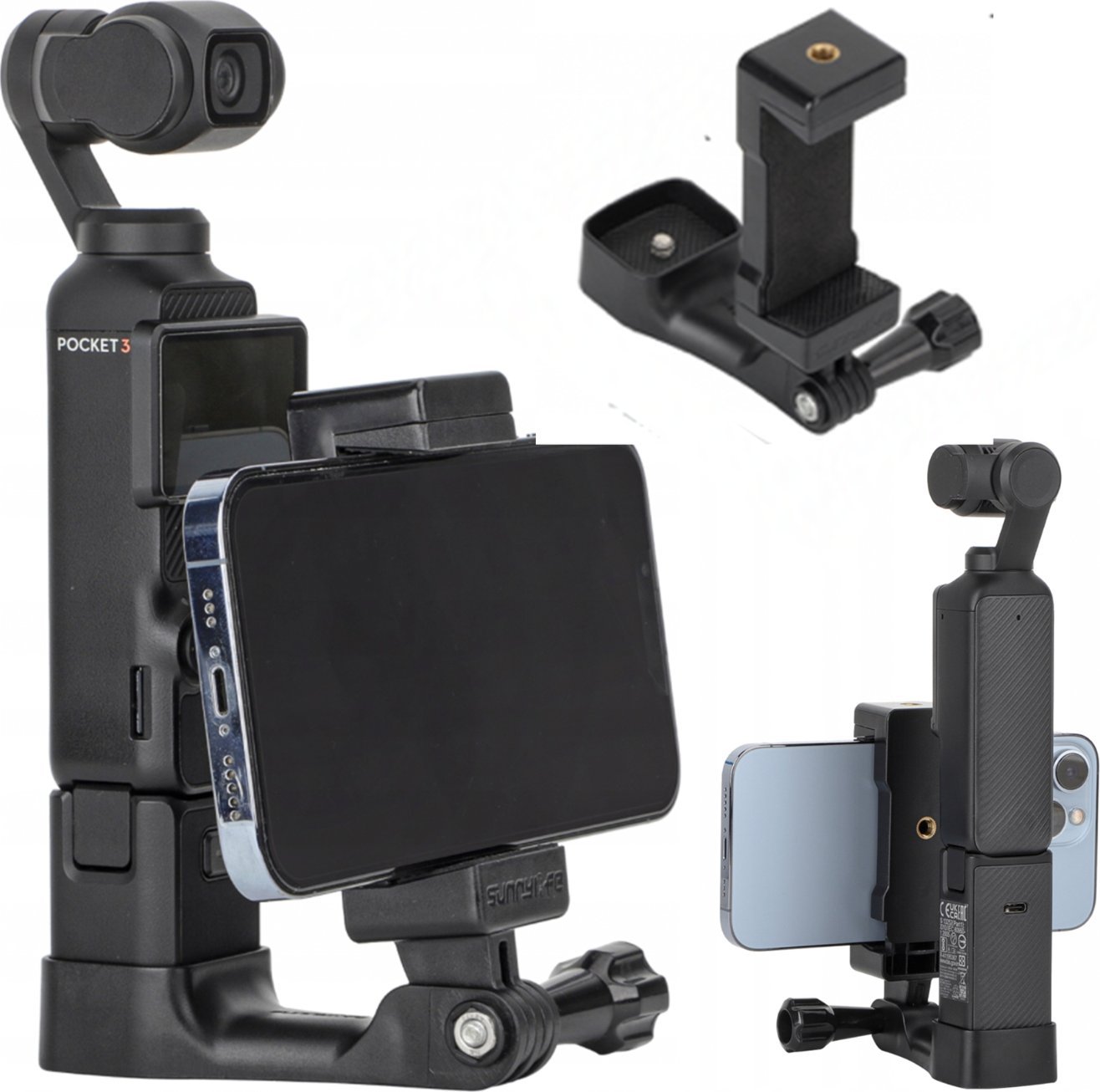 SunnyLife UCHWYT REGULOWANY NA KAMERĘ SPORTOWĄ DO DJI OSMO POCKET 3 - MOCOWANIE 1/4 CALA