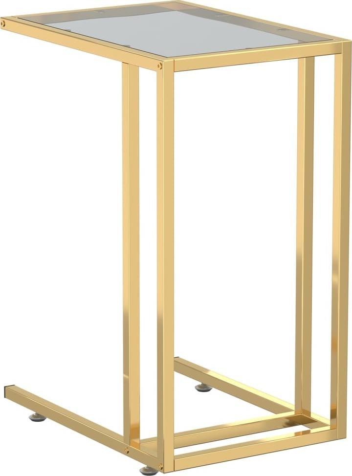 vidaXL Komputerowy stolik boczny złoty+ciemne szkło