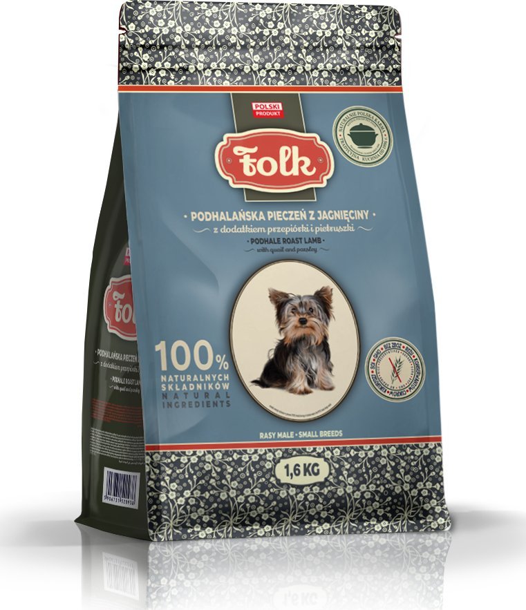 Folk Karma sucha dla psa FOLK MINI Podhalańska pieczeń z jagnięciny z dodatkiem przepiórki i pietruszki 1,6 kg