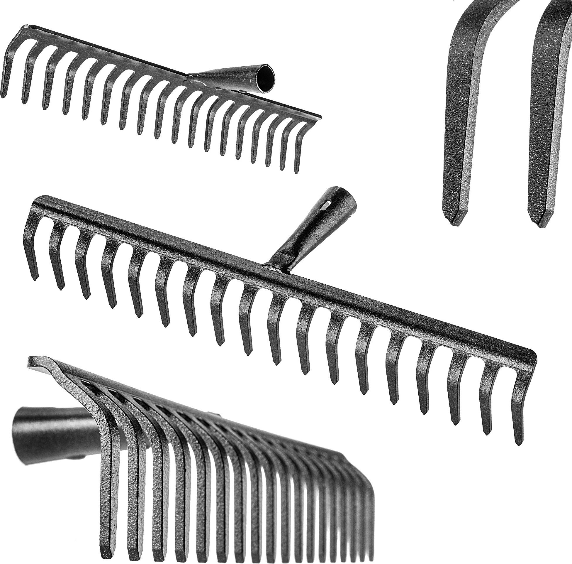 Kadax KADAX Grabie Do Liści Stalowe 18-Zębne Grabki Ogrodowe Gleby Trawy Bez Trzonka