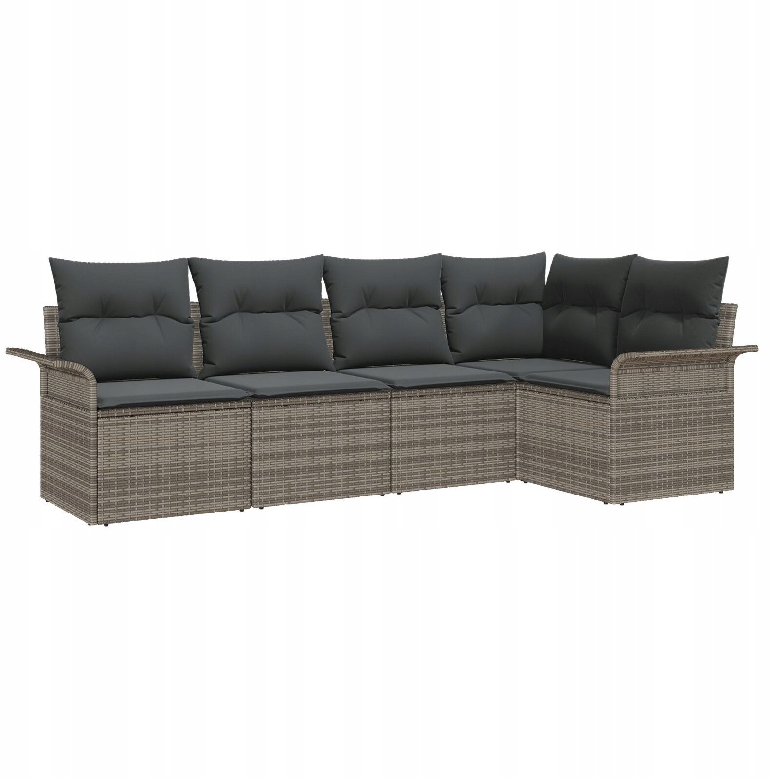 vidaXL 5-elementowy zestaw sof ogrodowych z poduszkami szary polirattan, vidaXL 2-osobowa sofa ogrodowa z miejscem do przechowywania i poduszkami szar