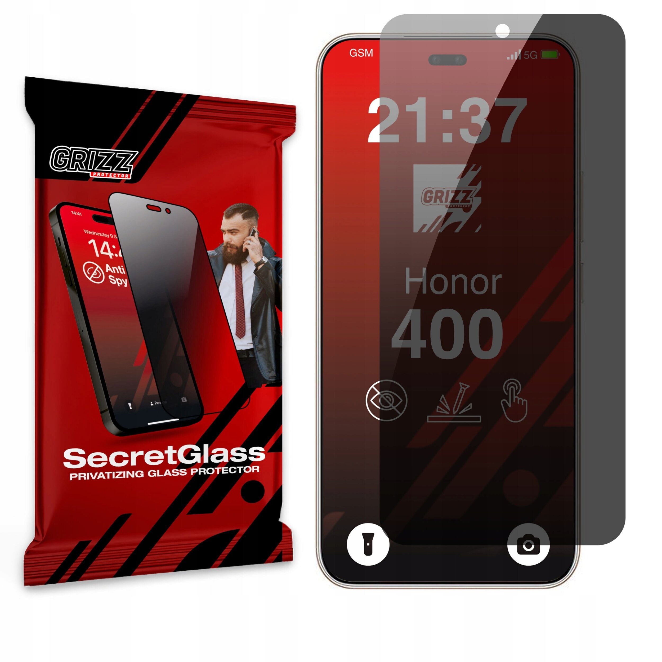 Matowe szkło prywatyzujące GrizzGlass SecretGlass do Honor 400