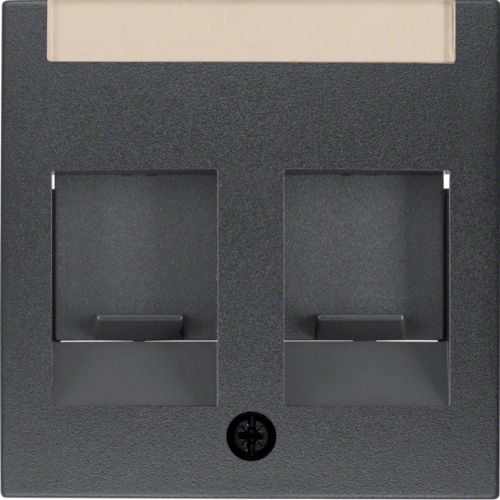 Berker Element centralny podwójny z zasuwami chroniącymi przed kurzem z polem opisowym B.1/B.3/B.7 Glas antracyt (11811606)