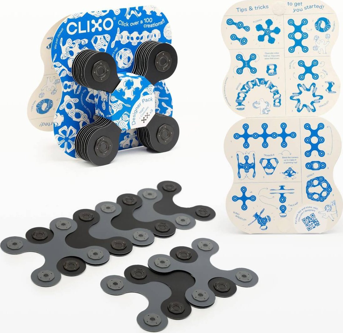 CLICFORMERS Klocki przestrzenne Clixo - Designer Pack - czarno-szary - 9 el.