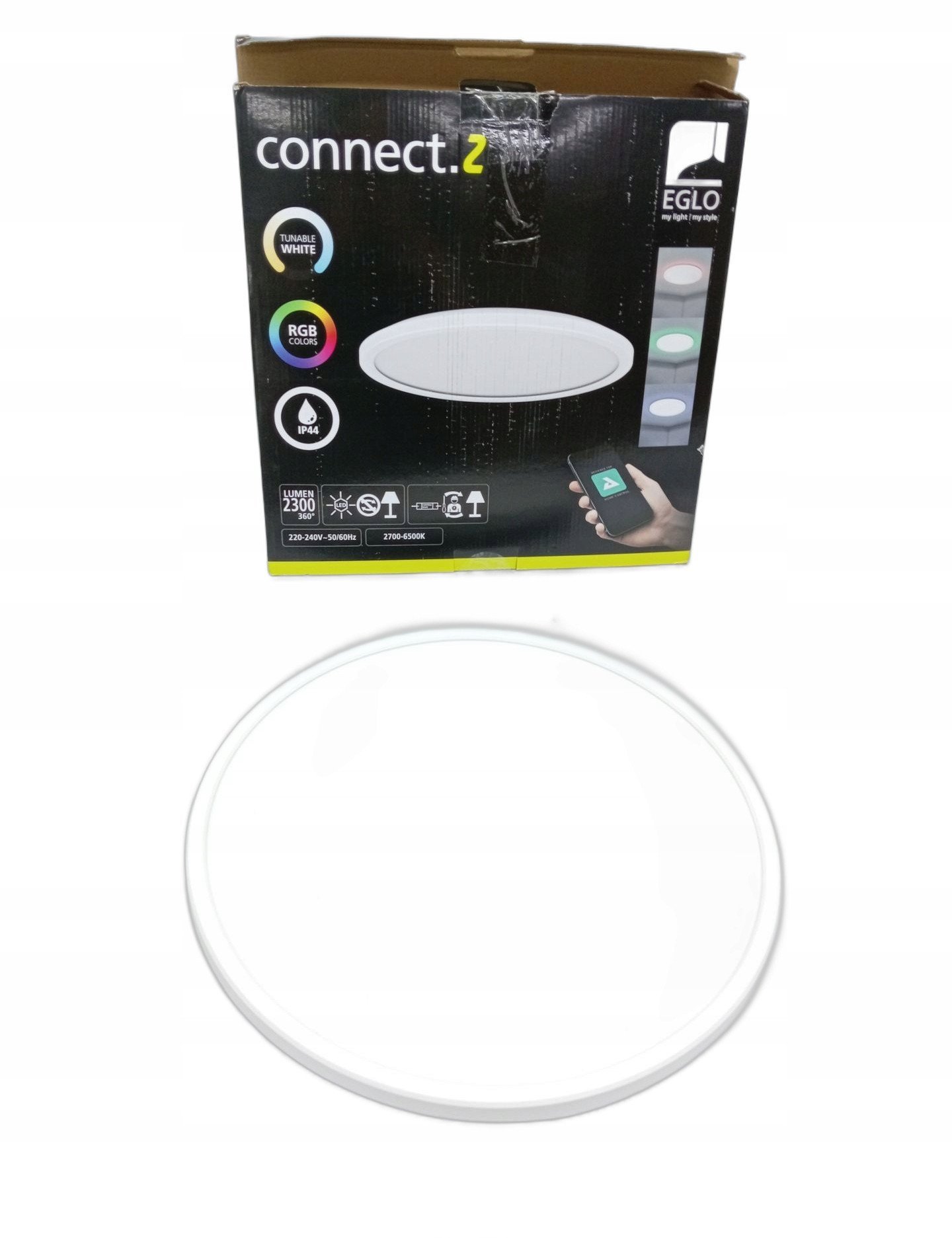 Ceiling LED luminaire EGLO ROVITO-Z IP44 22.5W RGB 2700-6500K 2300lm white O39 remote/APP