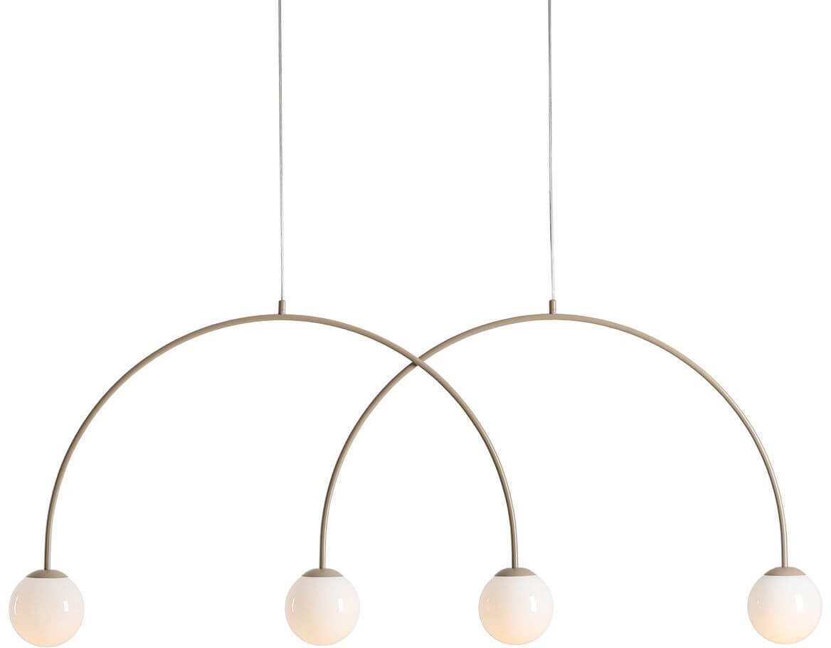 Szklana lampa wisząca Una 1116L17_L kulista łuk wielopunktowa metal beżowa