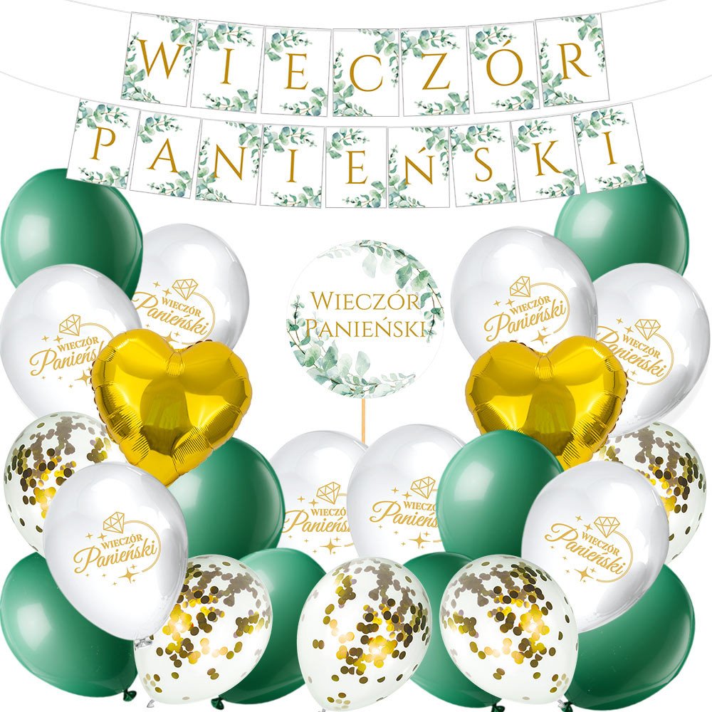Zestaw Wieczór Panieński Mix Balony Baner Zieleń