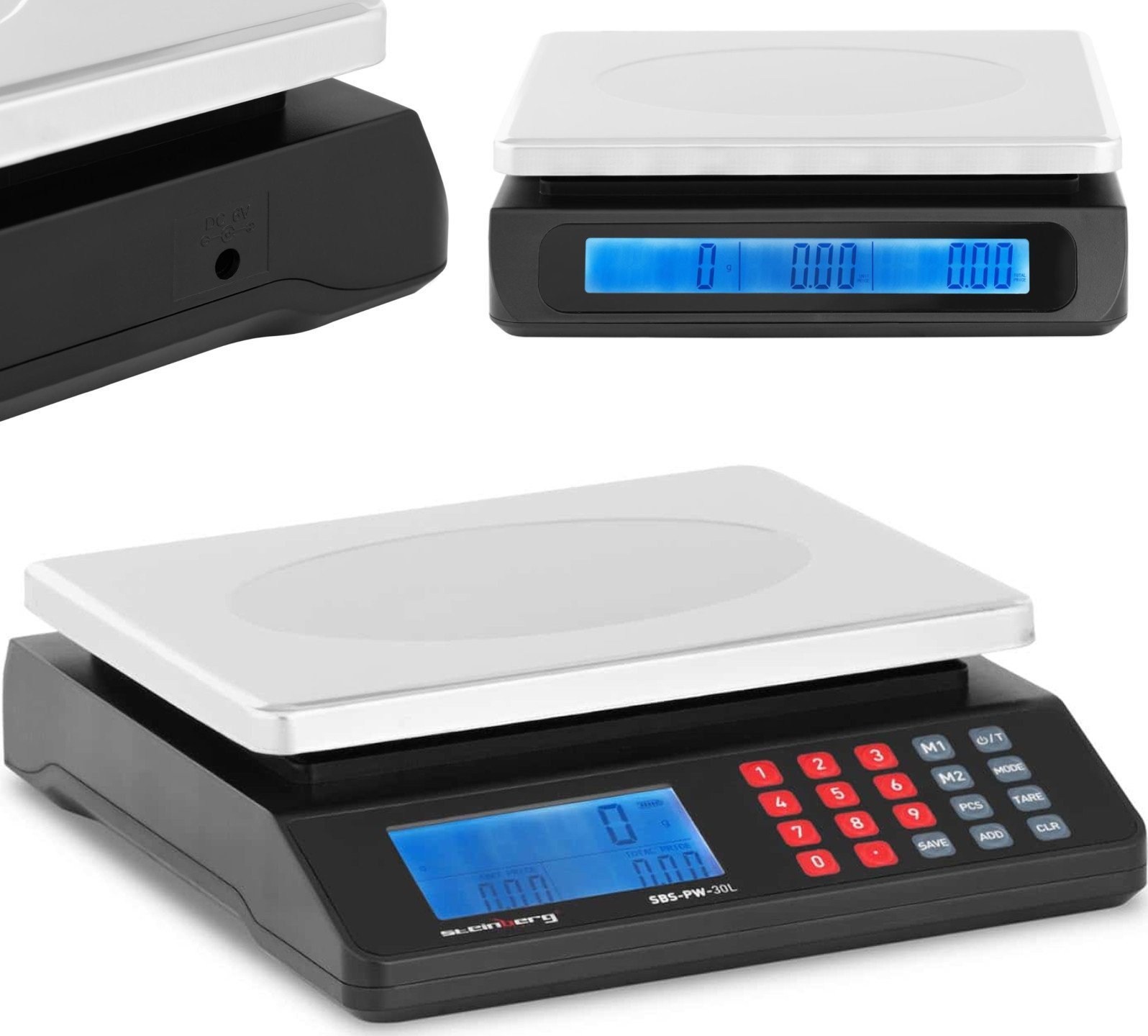 Steinberg Waga kontrolna stołowa sklepowa magazynowa LCD 30 kg / 1 g Waga kontrolna stołowa sklepowa magazynowa LCD 30 kg / 1 g