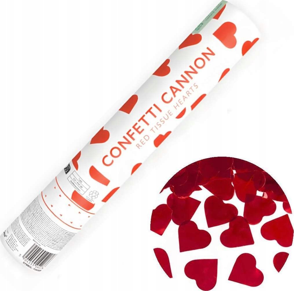 Party Deco Tuba z sercami czerwone 28cm