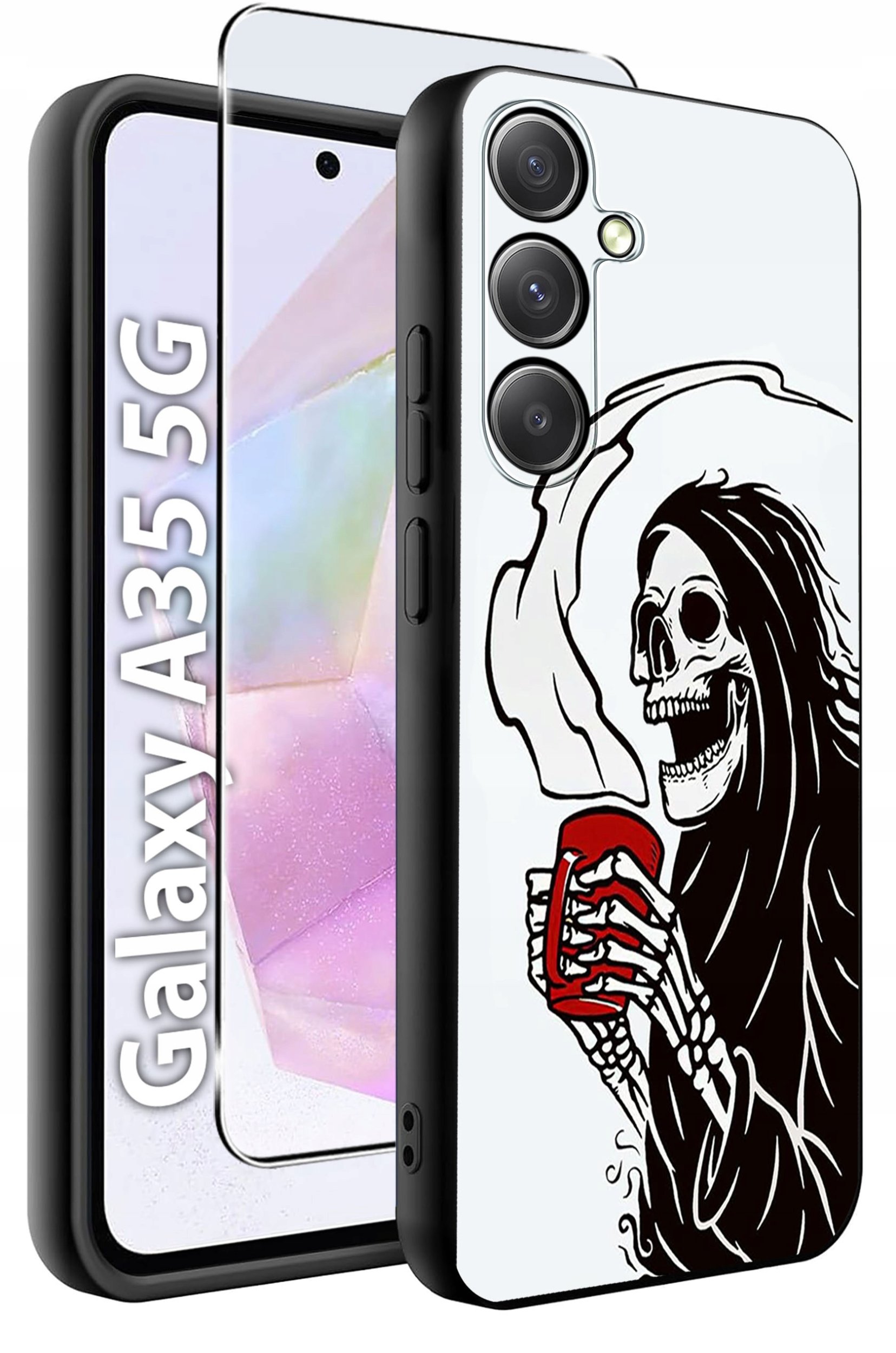 ETUI do Samsung A35 5G WZORY | SILIKONOWE MATT CASE + SZKŁO HARTOWANE 9H