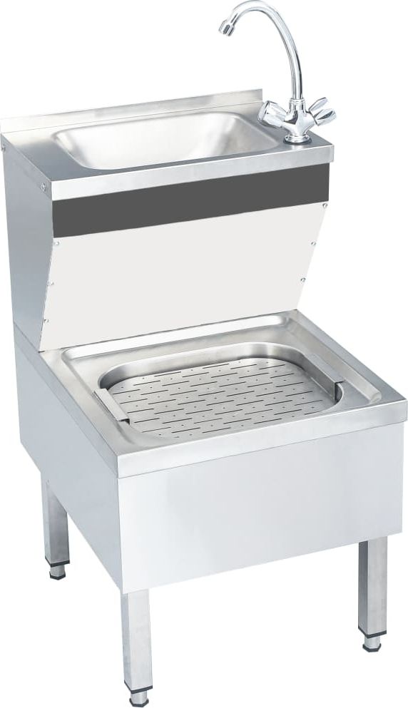 Zlewozmywak vidaXL Umywalka gospodarcza z kranem, wolnostojąca, stal nierdzewna (51116)