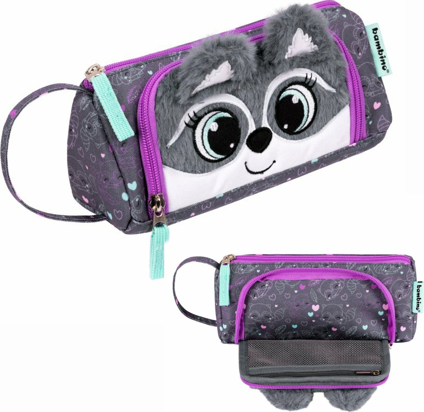 Piórnik Derform Piórnik saszetka trójkątna Bambino Racoon Szop pracz