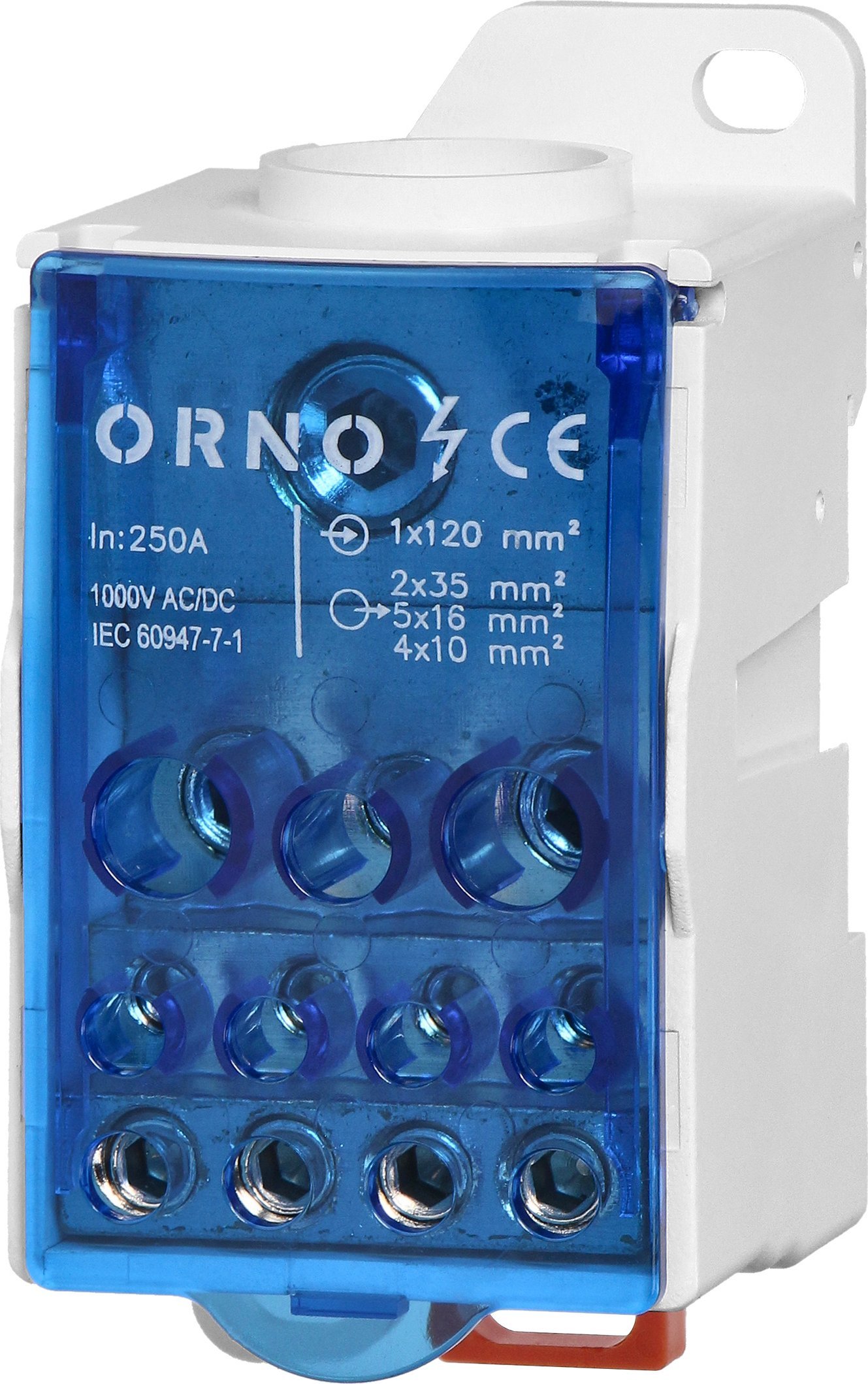 Orno Blok rozdzielczy 250A, zacisk wejściowy 1x120mm?, zaciski wyjściowe 4x10 i 5x16 i 2x25mm?