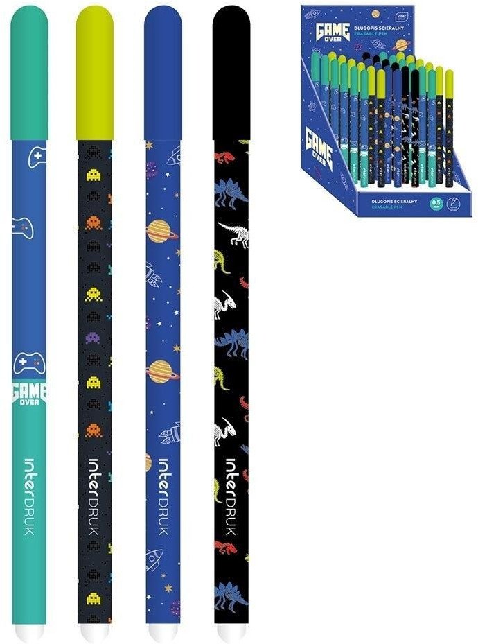 Długopis ścieralny Game Over niebieski (36szt)
