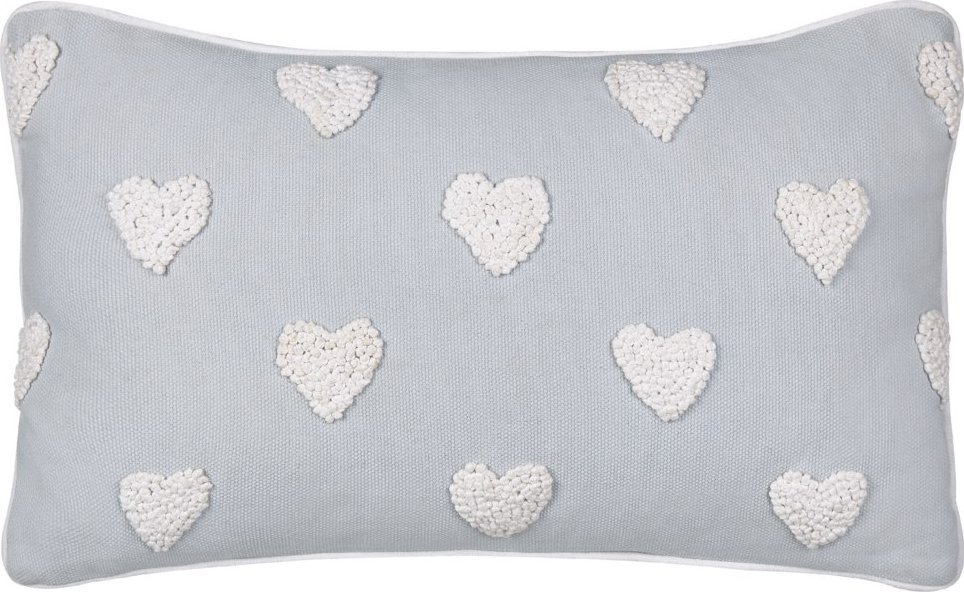 Beliani Bawełniana poduszka dekoracyjna w serca 30 x 50 cm szara GAZANIA