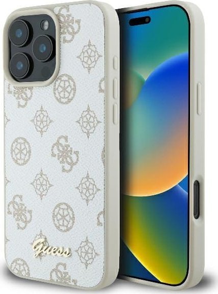 Guess Guess GUHMP16LPGPYSH iPhone 16 Pro 6.3" biały/white hardcase Peony Script Logo MagSafe