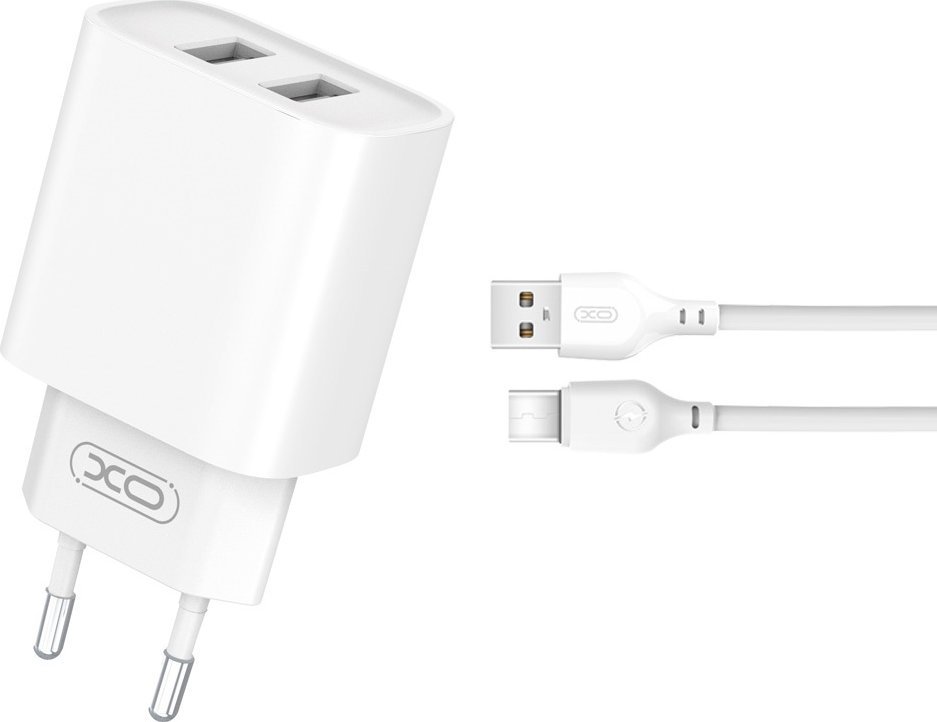 Ładowarka Xo Ładowarka Sieciowa Ce02C 2X Usb 2,1A Biała + Kabel Usb-C