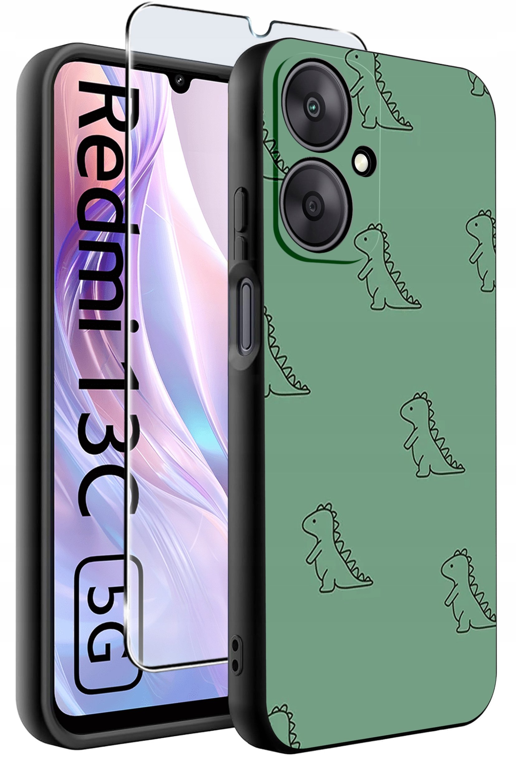 ETUI do Xiaomi Redmi 13C 5G WZORY |SILIKONOWE MATT CASE +SZKŁO HARTOWANE 9H