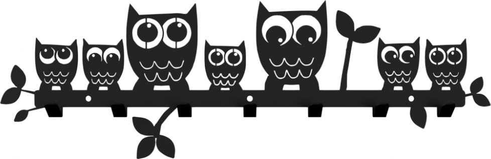 MT3CH Duży metalowy wieszak ścienny wiszący do przedpokoju na kurtki ubrania klucze loft SOWY czarny