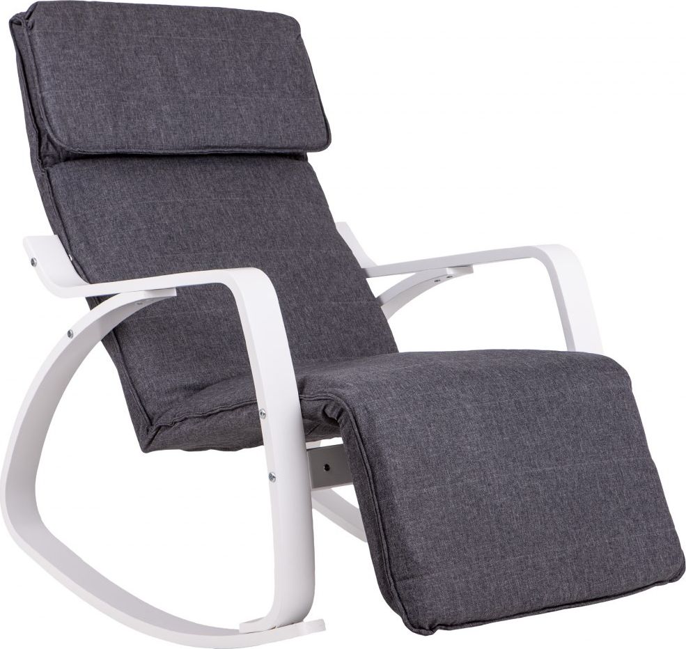 ModernHome Fotel bujany regulowany podnóżek biała rama