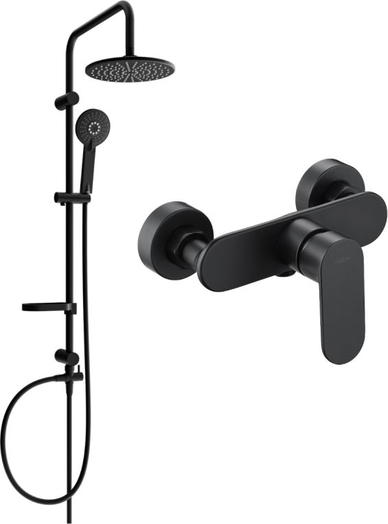 Zestaw prysznicowy Mexen Mexen Carl zestaw prysznicowy natynkowy z deszczownicą i baterią prysznicową Milo, czarny - 71340240-70