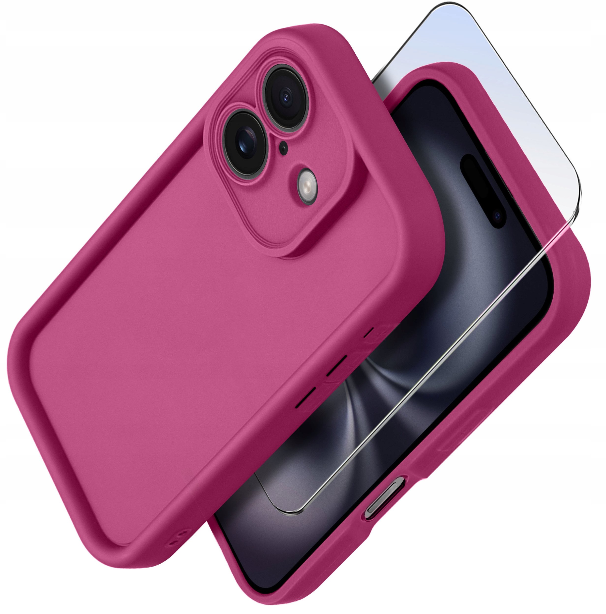 Etui do iPhone 16 Plus silikonowe MATOWE + Szkło ochronne na ekran 9H