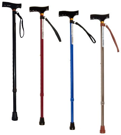 Laska regulowana aluminiowa z drewnianą rączką czarna