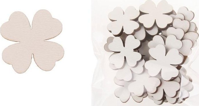 Dekoracja drewniana 36szt Koniczyna mała