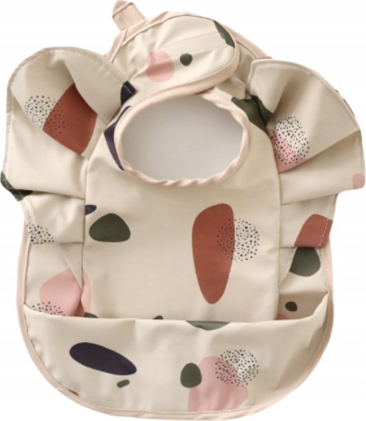 Śliniaczek dla Niemowlaka z Kieszonką i Falbankami BEŻOWY KSZTAŁTY