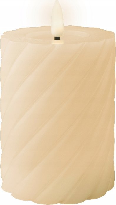 Kaemingk Świeca LED zdobiona dekoracyjna 7,5x12,3cm na baterie kremowa