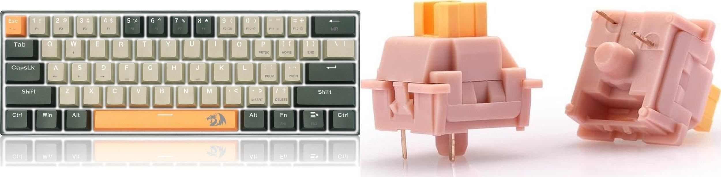 Klawiatura Redragon Redragon K606 Lakshmi Red switch (K606-OG&GY&BK) + A113 QL Bullet Keycaps (A113QL)