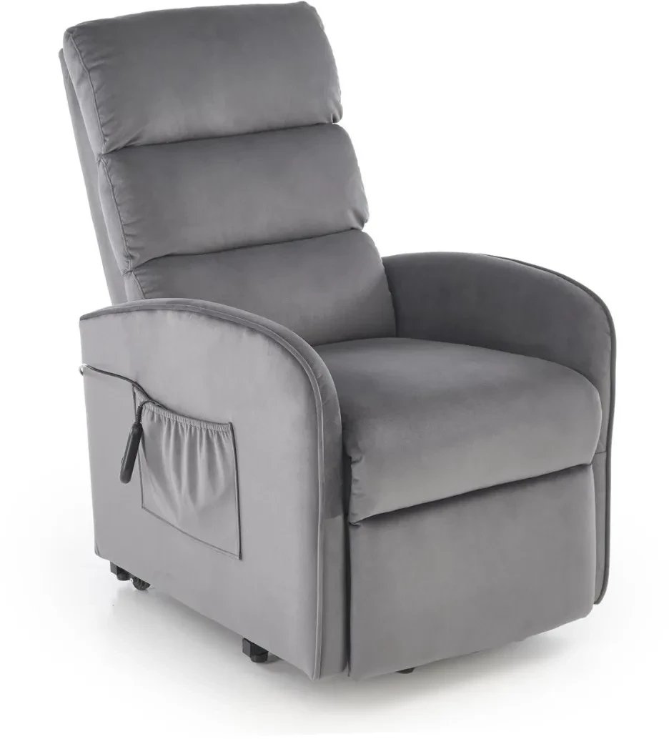 Fotel rozkładany elektrycznie MARONI szary z funkcją pionizacji HALMAR