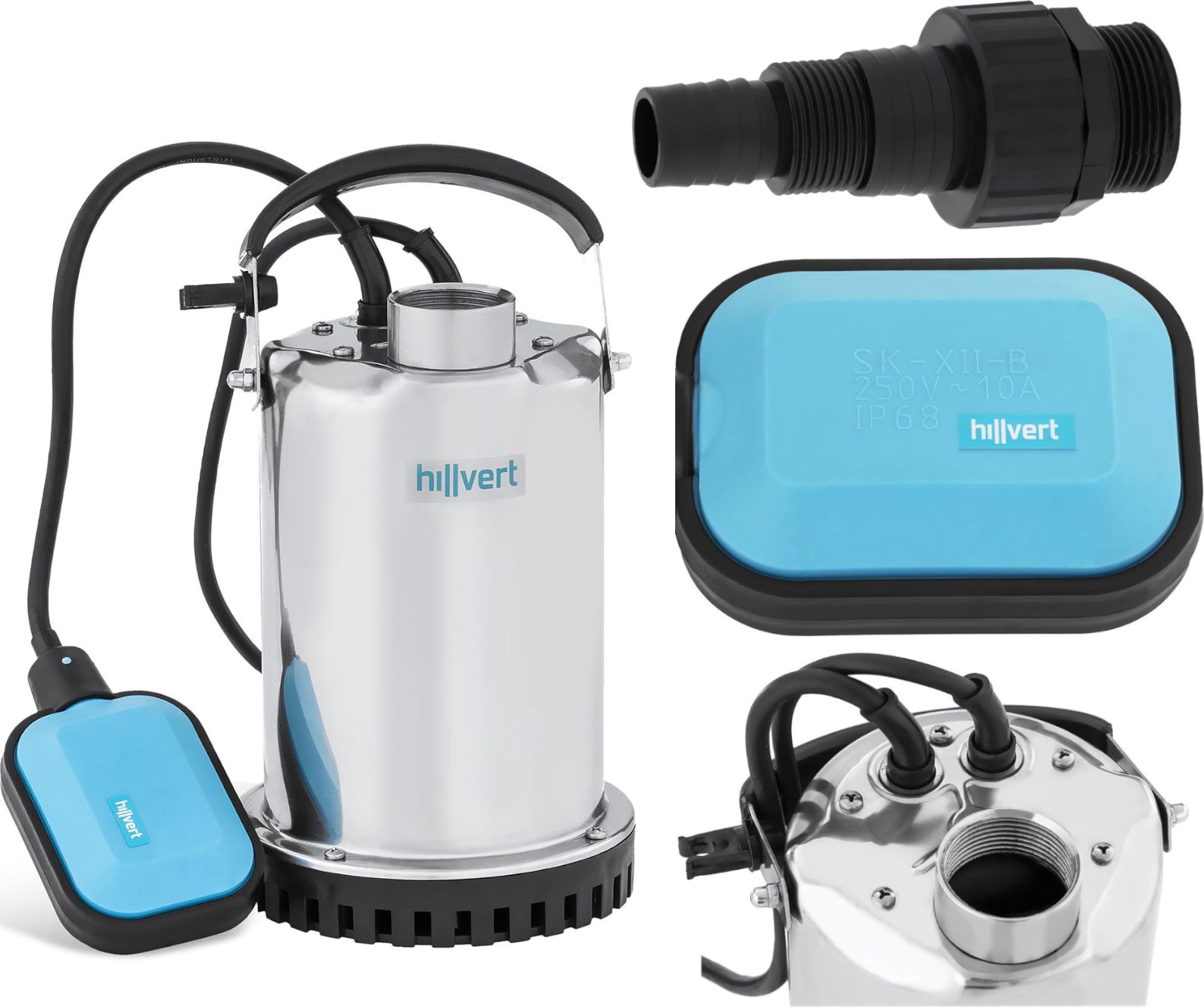 Hillvert Pompa zanurzeniowa zatapialna ogrodowa stalowa nierdzewna 400W 7000l/h do 8m (385726)