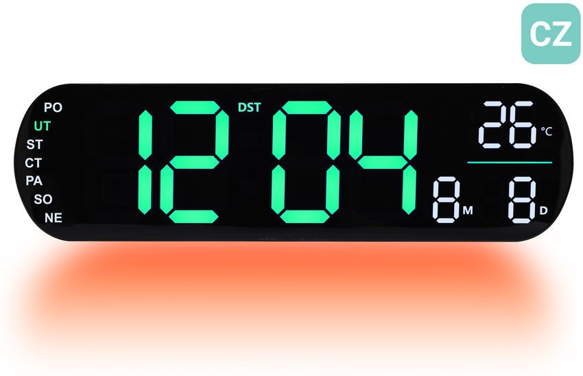 Zegarek JVD Zegar sieciowy LED DH5502.4 cyfry 7,5 cm, termometr, budzik, wersja czeska