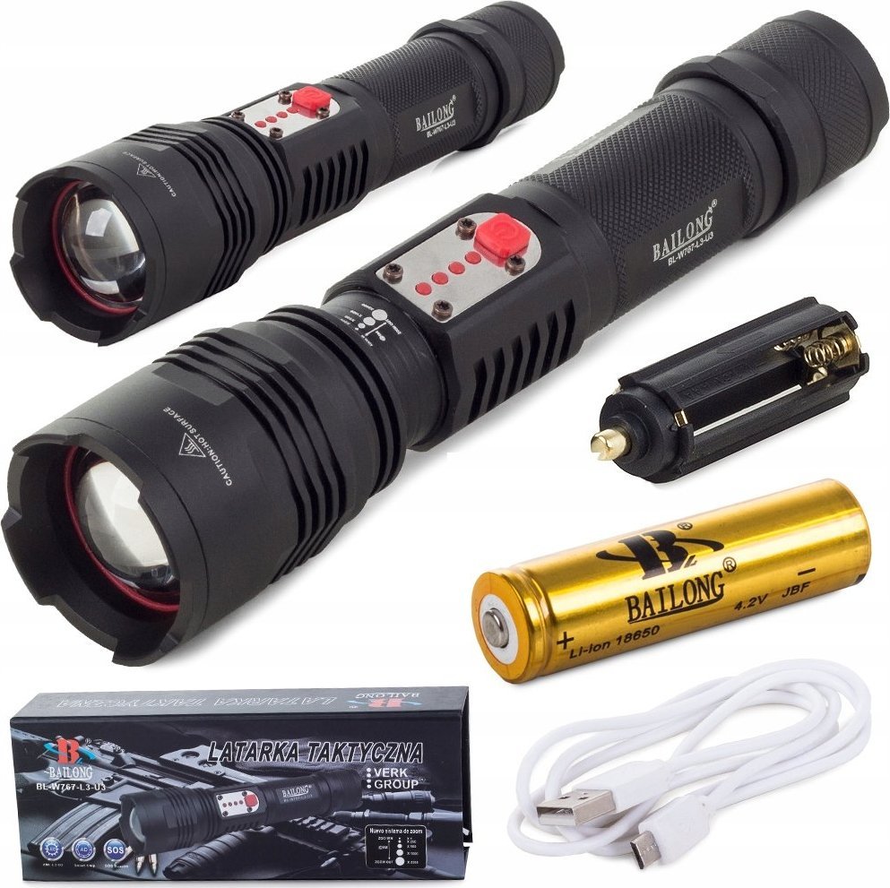 Latarka Verk LATARKA TAKTYCZNA BAILONG CREE LED USB XML-L T6